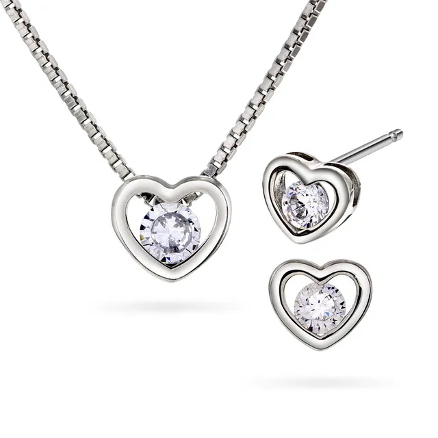 Pan Jewelry smykkesett sølv zirkonia 45 cm rhodinert