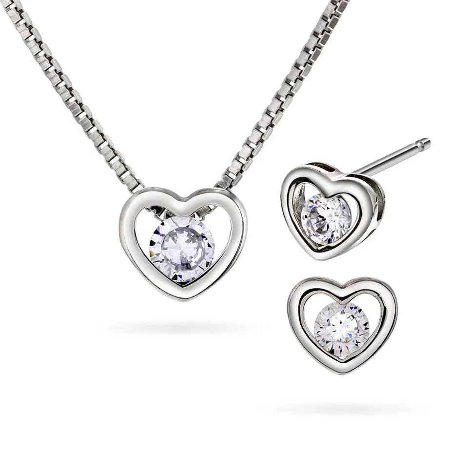 Pan Jewelry smykkesett sølv zirkonia 45 cm rhodinert