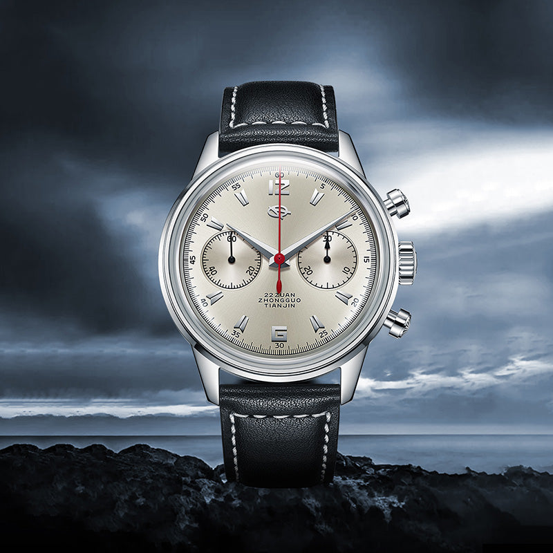 Sea-gull 1963 D304 kronograf beige 40 mm Sky Voyage