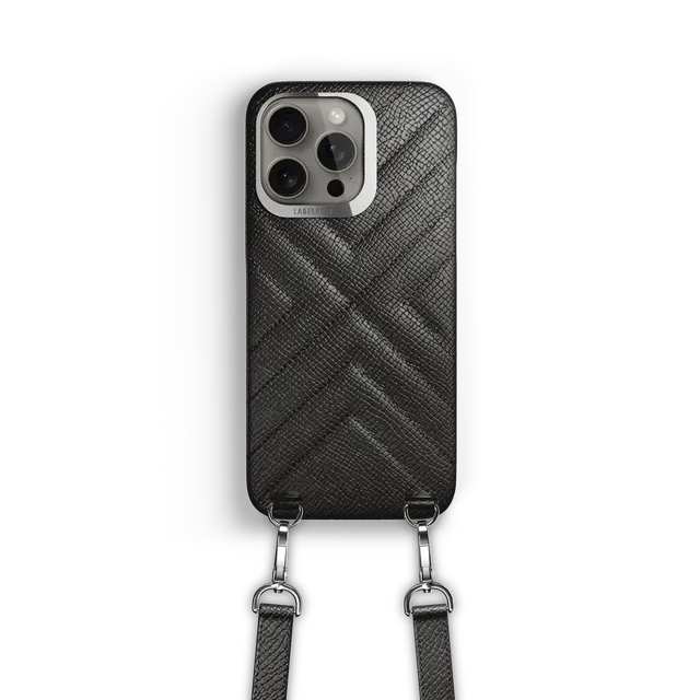 Label Noir iPhone 15 Pro deksel kalveskinn med snor