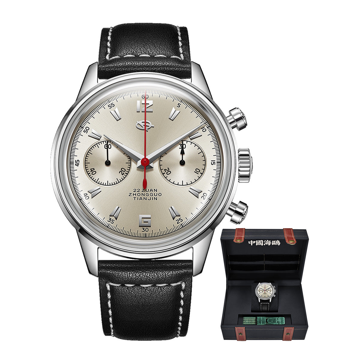 Sea-gull 1963 D304 kronograf beige 40 mm Sky Voyage