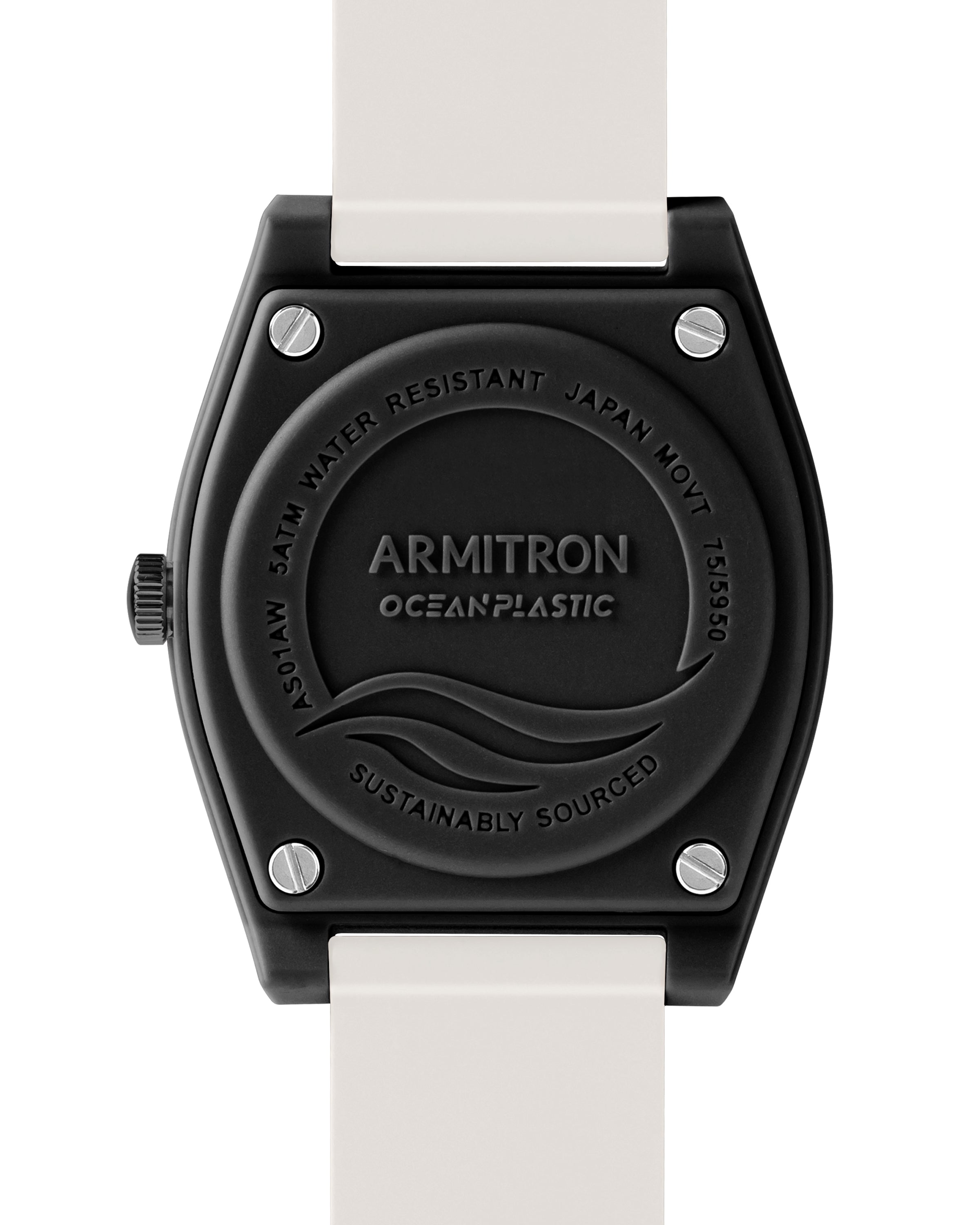 Armitron Reef 36mm solklokke hvit/svart resirkulert