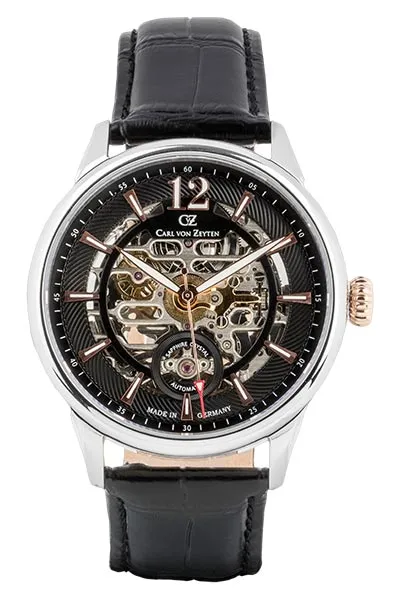 Carl von Zeyten Schramberg CVZ0080BKRS klokke skinn svart automatisk