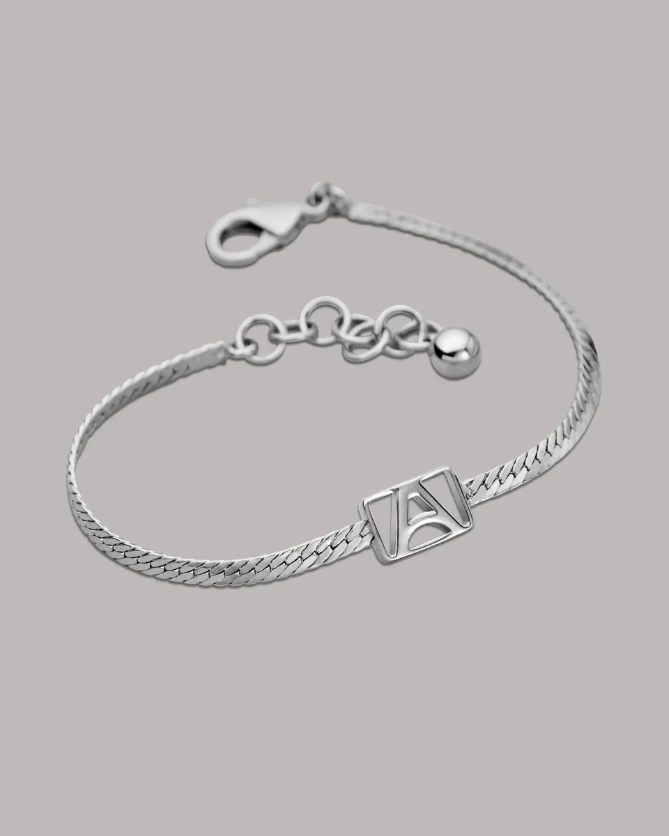 Armitron Herringbone & Logo armbånd sølv polert