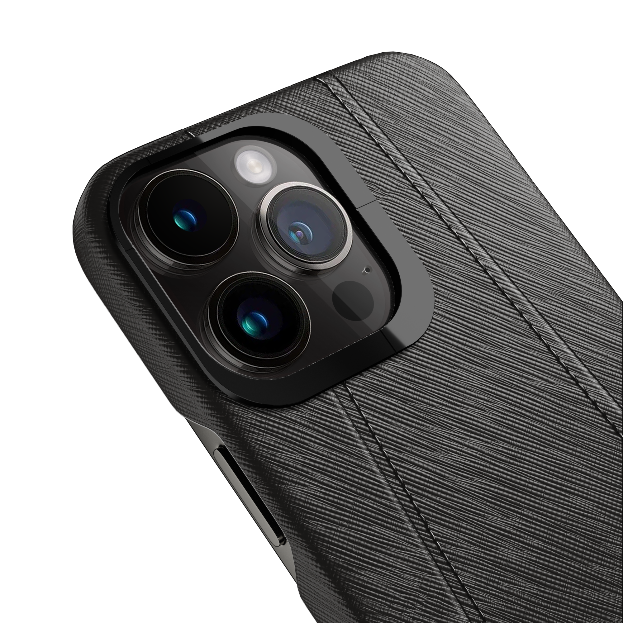 Label Noir Saffiano iPhone 14 Pro deksel svart MagSafe