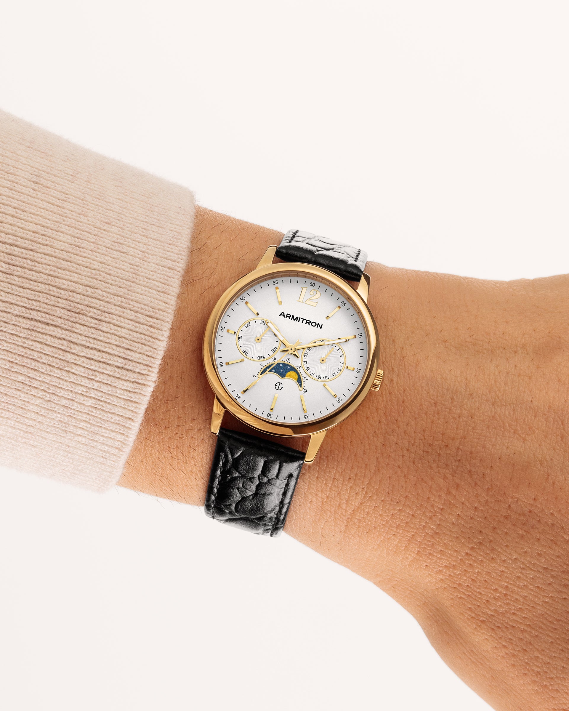 Armitron Eugen herreklokke 42mm svart skinn jubileum