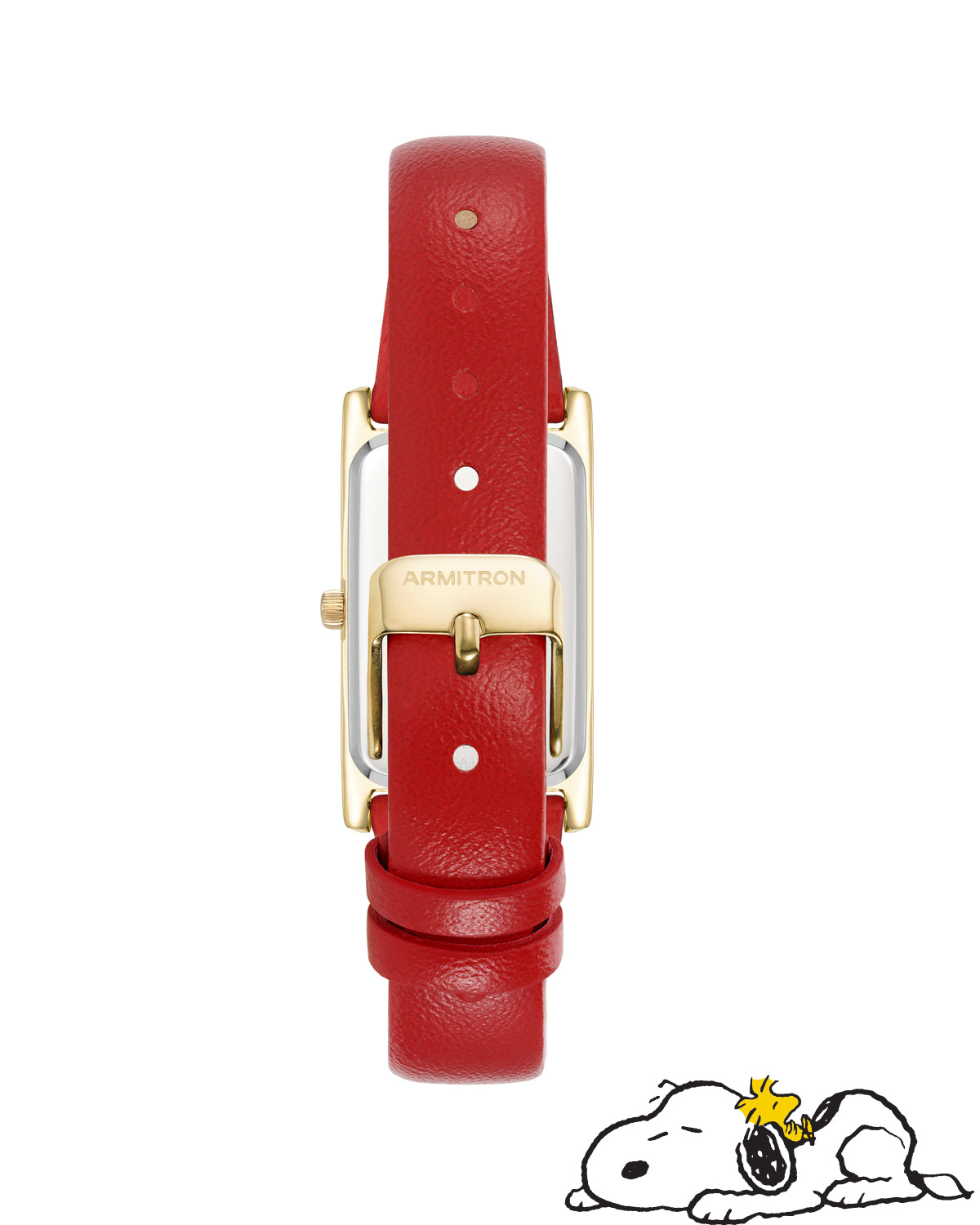 Armitron Peanuts Lookout 36 mm dameklokke rødt skinn