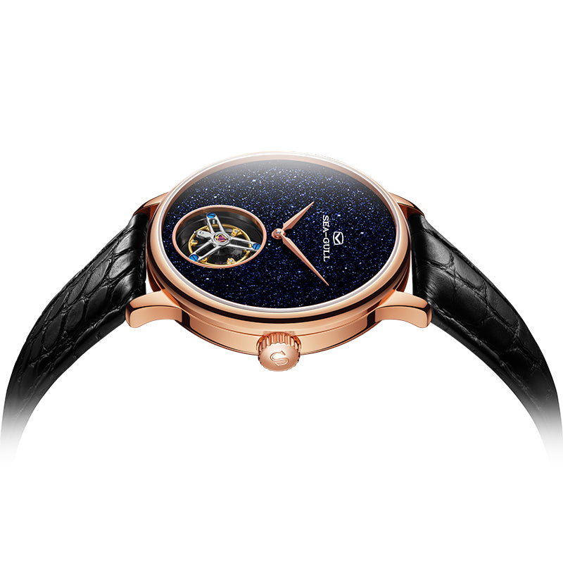 Sea-gull Artisan 818.38.6144 tourbillon svart/gull 42 mm