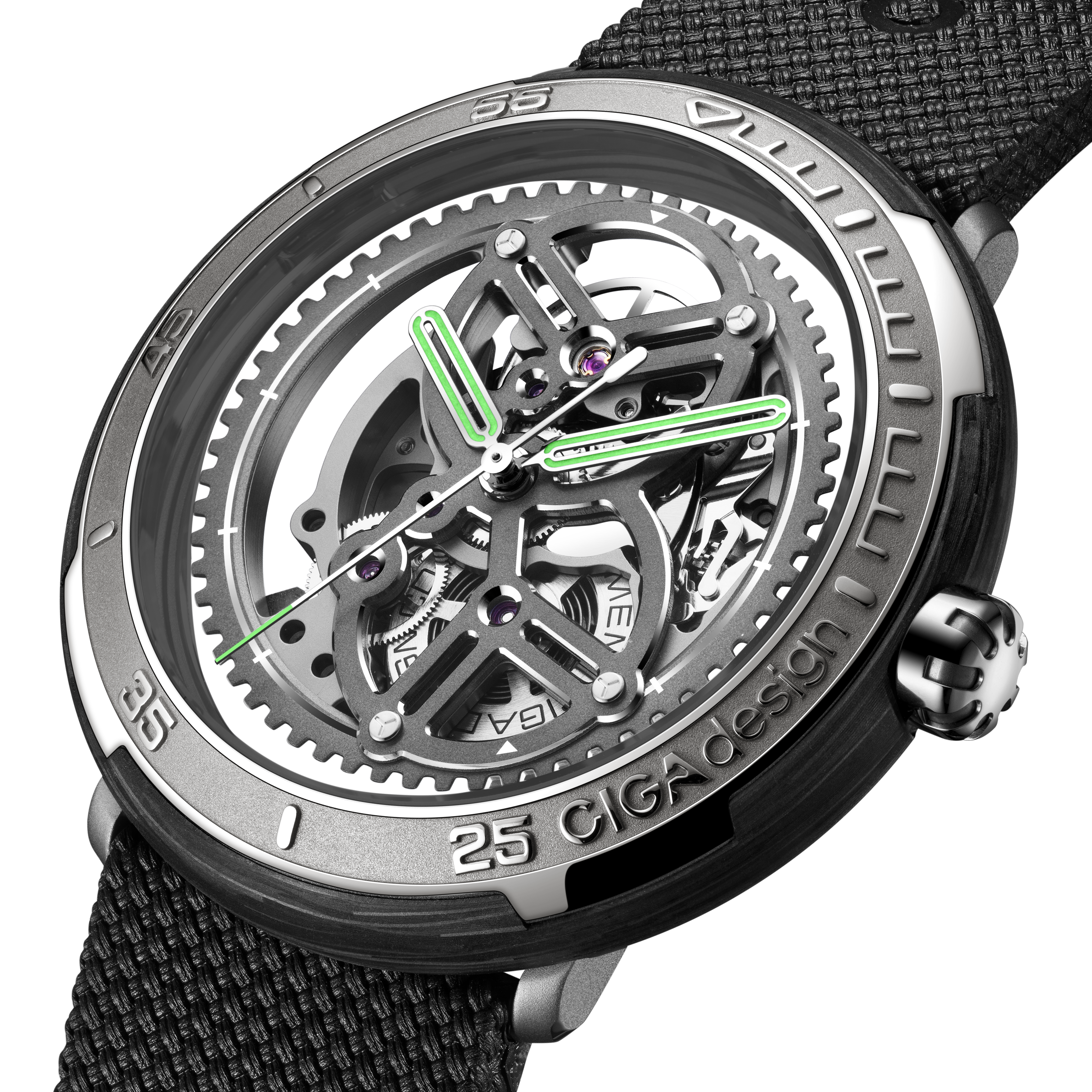CIGA Design Vector skjelettklokke automatisk karbonfiber