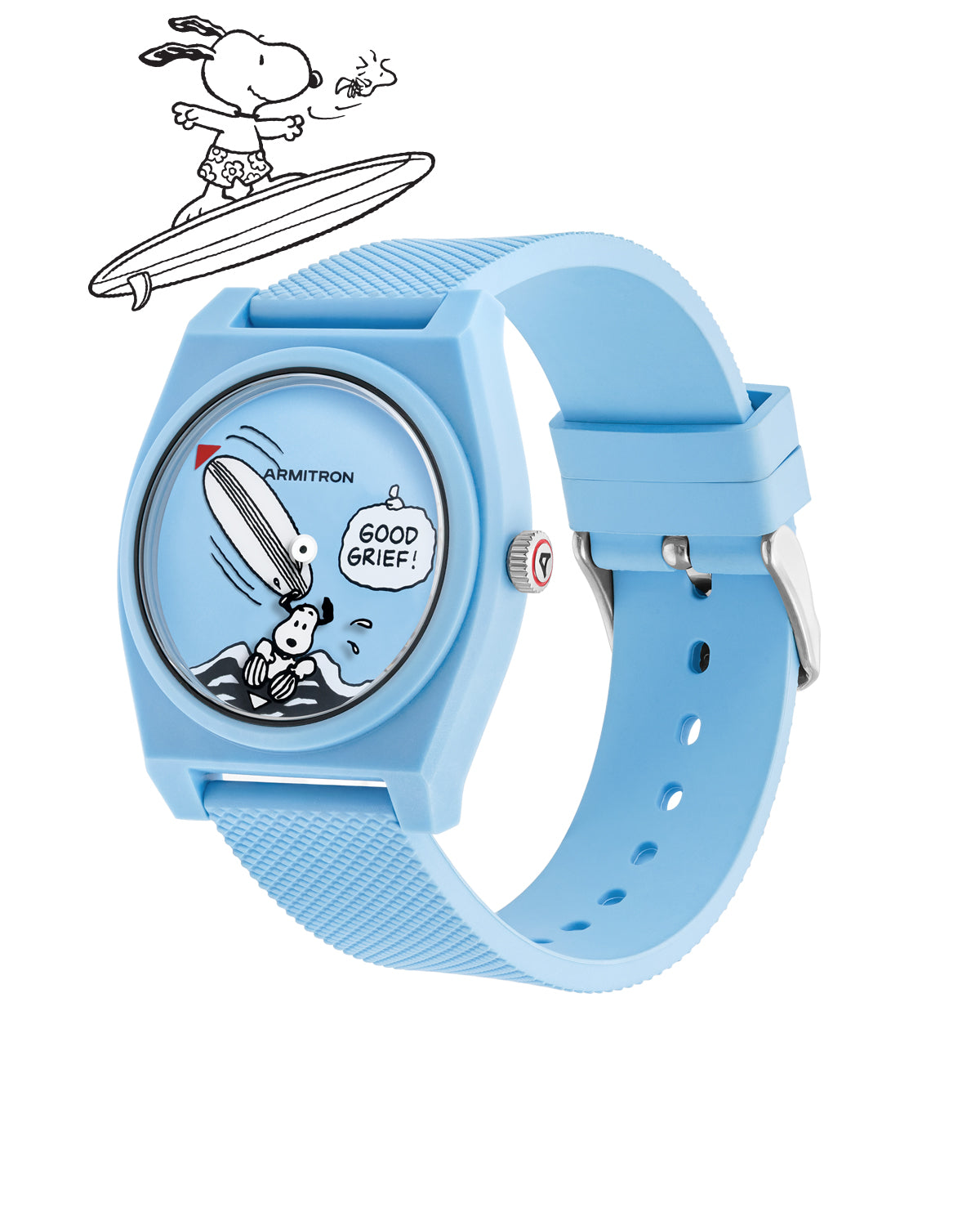 Armitron Peanuts Good Grief 36mm dameklokke blå plast
