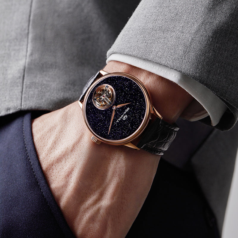 Sea-gull Artisan 818.38.6144 tourbillon svart/gull 42 mm