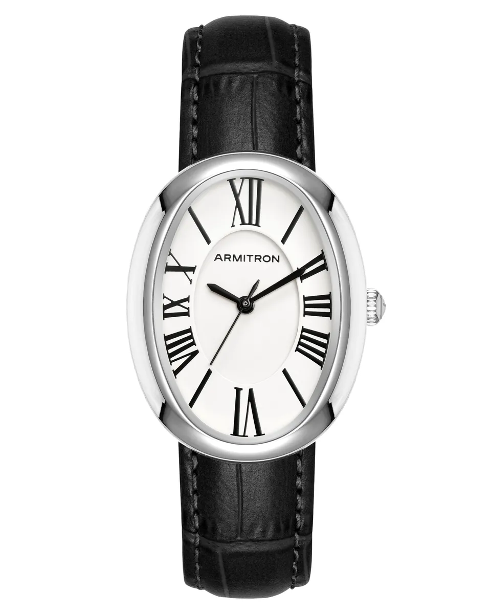 Armitron Andi klokke 28mm svart sølv lærreim