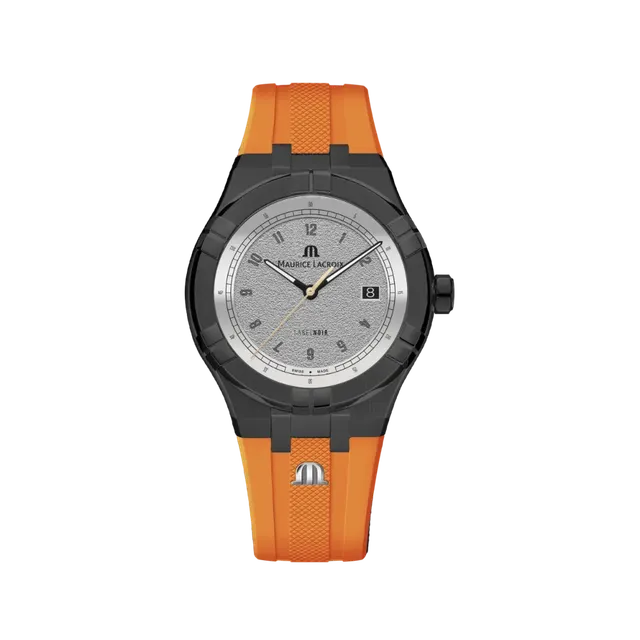 Label Noir Aikon Automatic 42MM klokke PVD sort oransje gummirem