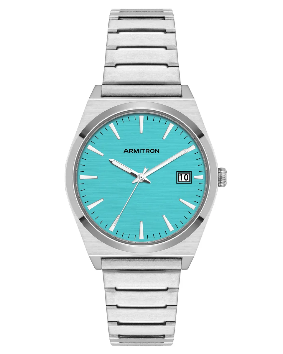 Armitron 1975 34,5mm dameklokke aqua sølv dag-dato