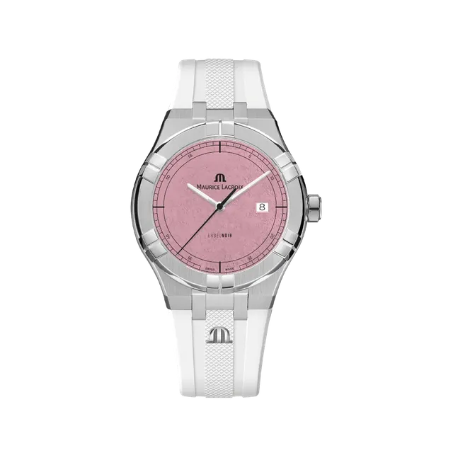 Label Noir Aikon Automatic 42MM klokke rosa hvit gummi