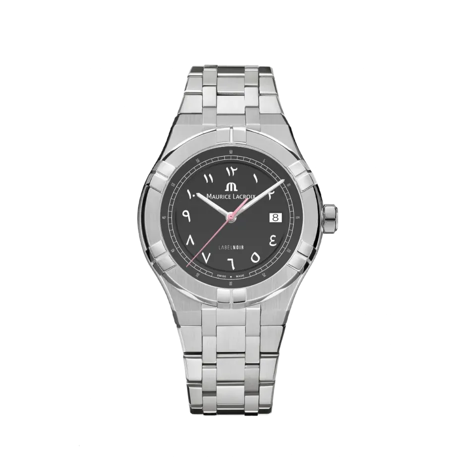 Label Noir Aikon Automatic 42MM klokke svart rosa stållenke