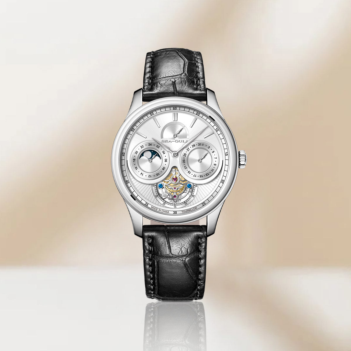 Sea-gull Artisan Heritage 818.12.8830 klokke hvit