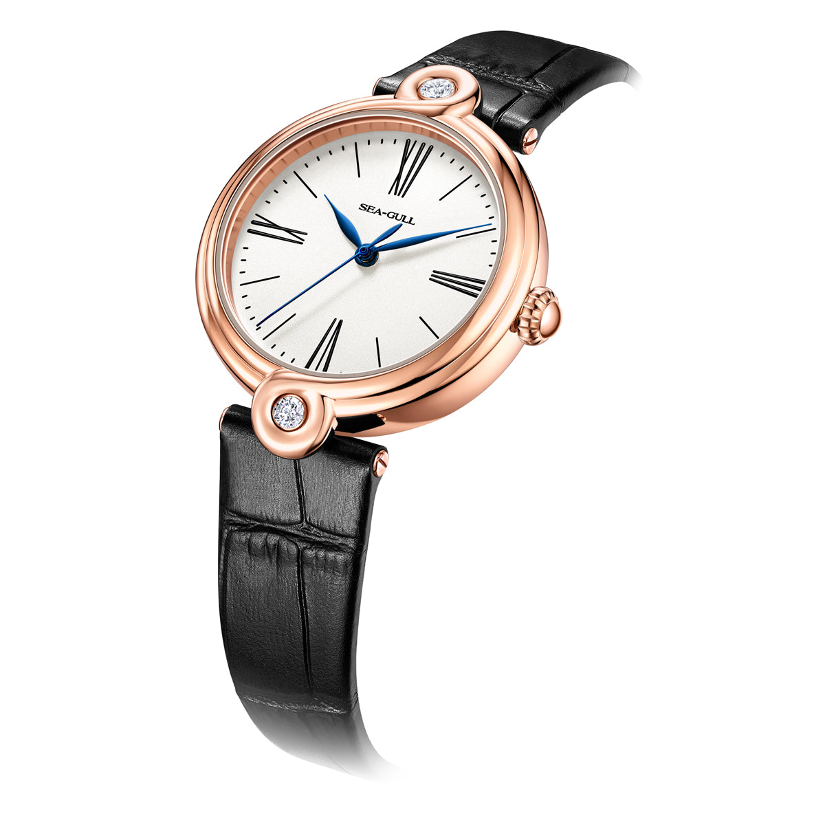 Sea-gull Infinity Zircon dameklokke 33mm blå lær