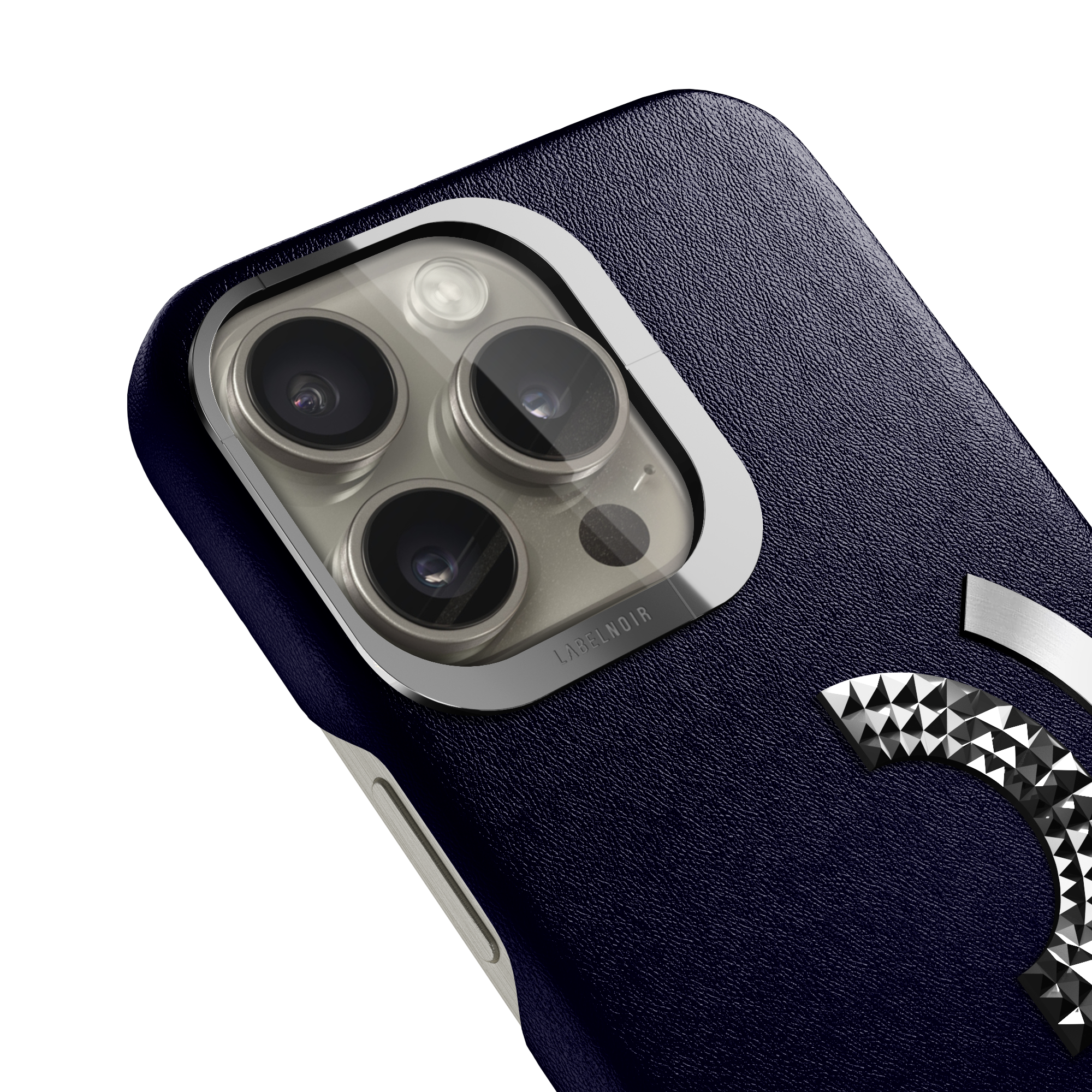 Label Noir Ornate iPhone 15 Pro deksel svart skinn