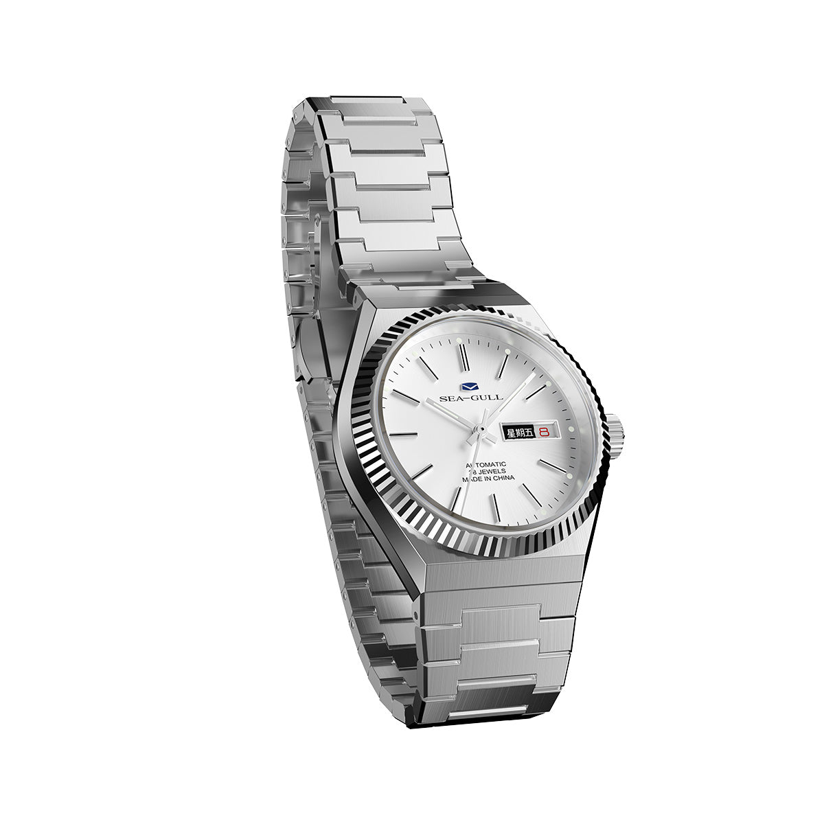 Sea-gull 816.12.1075 herreklokke hvit 38mm day-date