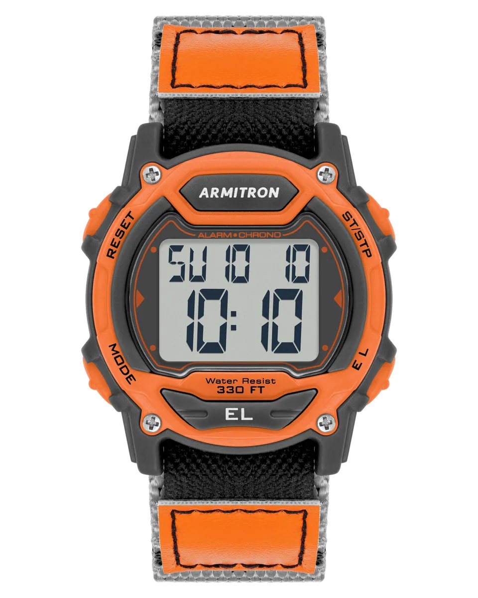 Armitron Day-Date-Month digitalklokke oransje resin