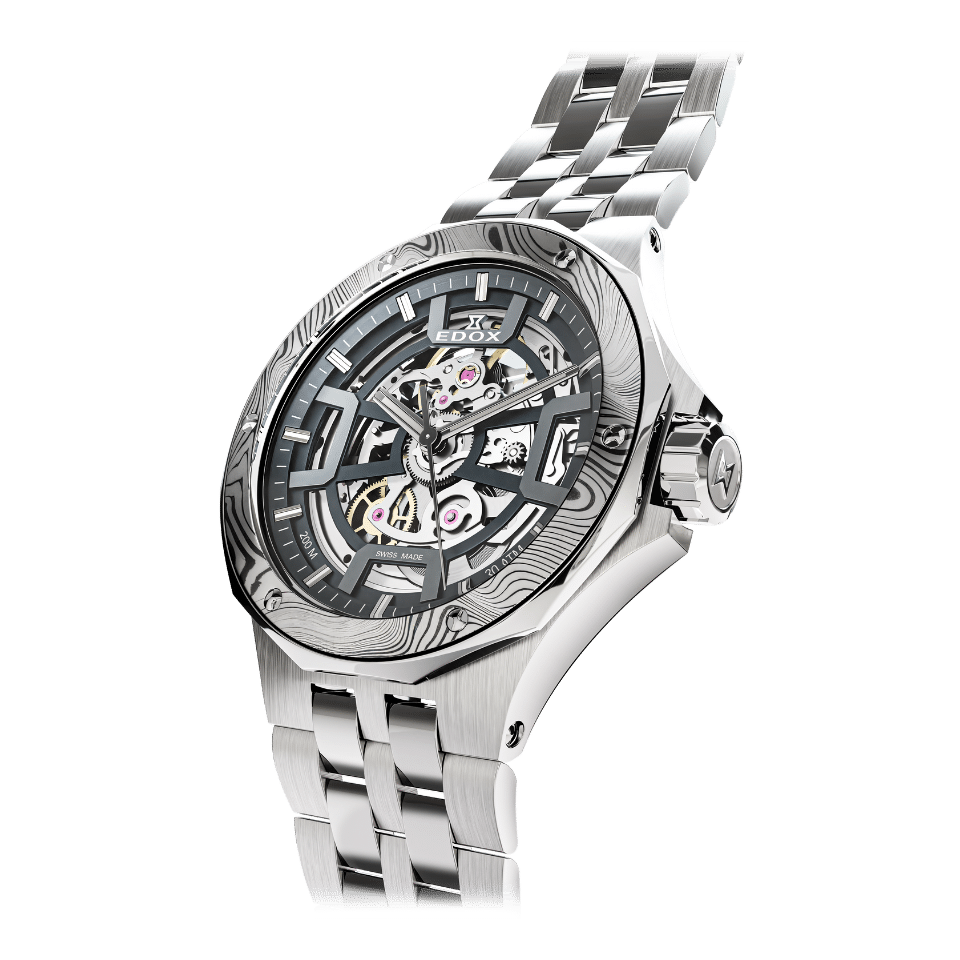 Edox Delfin Mecano Automatic Damascus Steel Limited Edition herreklokke