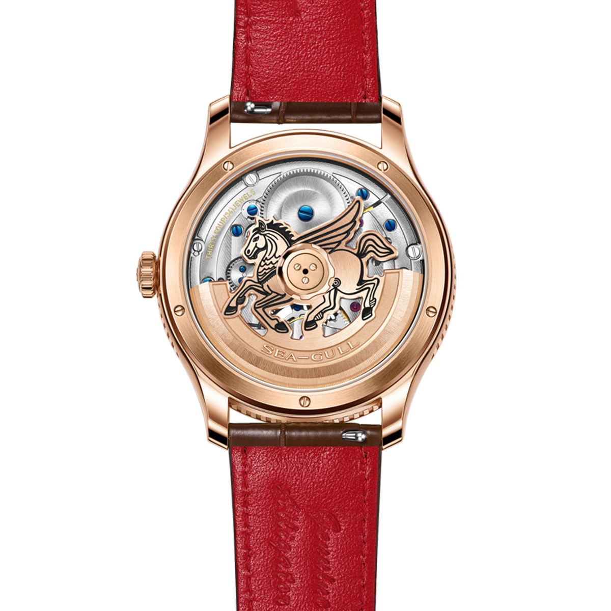Sea-gull Year of the Horse 518.92.8850 tourbillonklokke rød