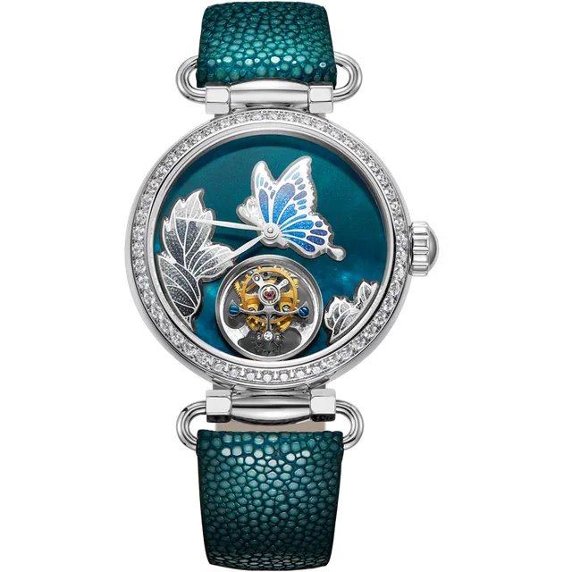 Sea-gull Artisan 713.95.8103L dameklokke smaragd 39mm