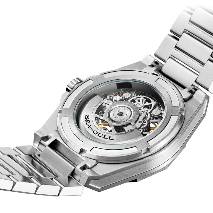 Sea-gull Edge 816.22.6168K skjelett herreklokke svart 42mm