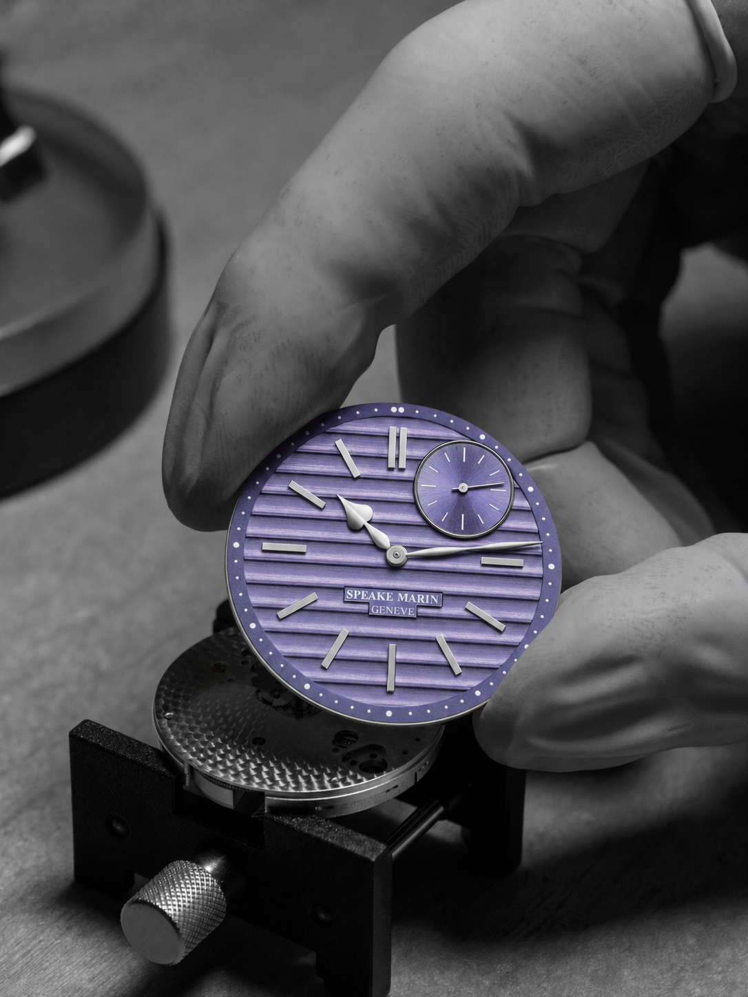 Speake-Marin Ripples Portobello klokke lavendel stål