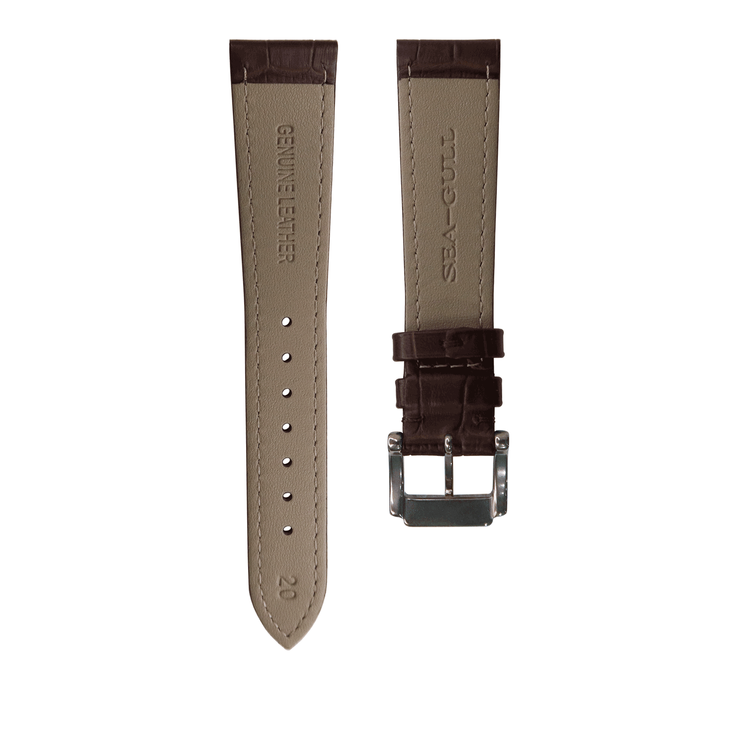 Sea-gull BD0236AB klokkerem skinn svart 20mm pin-spenne