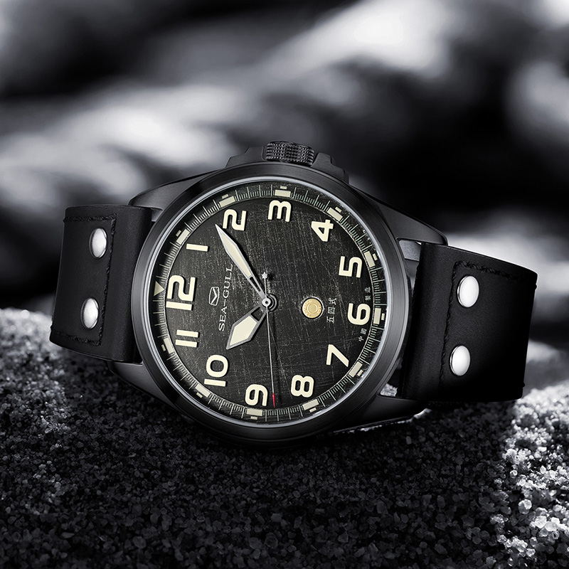 Sea-gull Army One 819.93.6107 herreklokke sort 43 mm