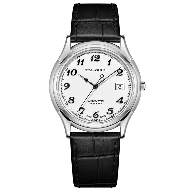 Sea-gull 519.13.1076 dressklokke hvit/sølv 39 mm