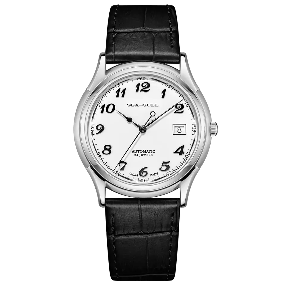 Sea-gull 519.13.1076 dressklokke hvit/sølv 39 mm