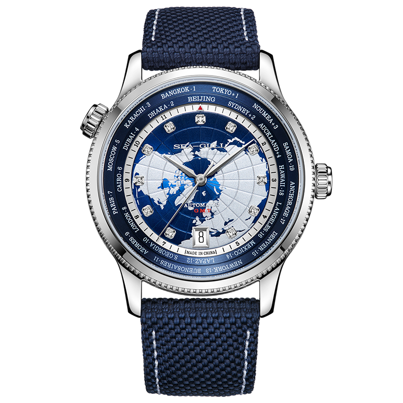 Sea-gull 819.95.7079V herreklokke blå GMT