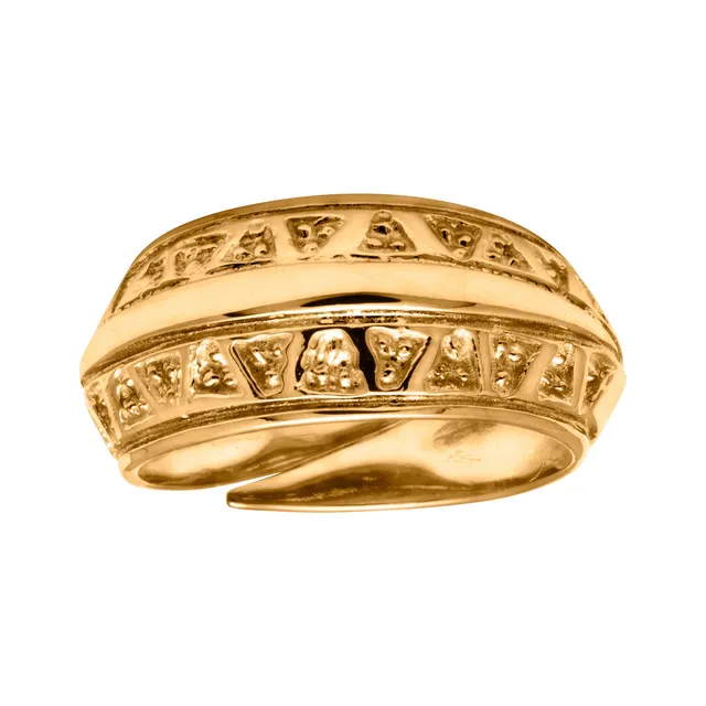 Snorre ring gult gull 10 mm bred vikingmønster