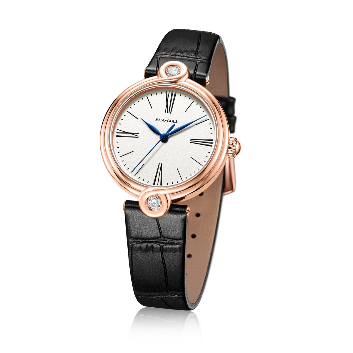 Sea-gull Infinity Zircon dameklokke 33mm blå lær