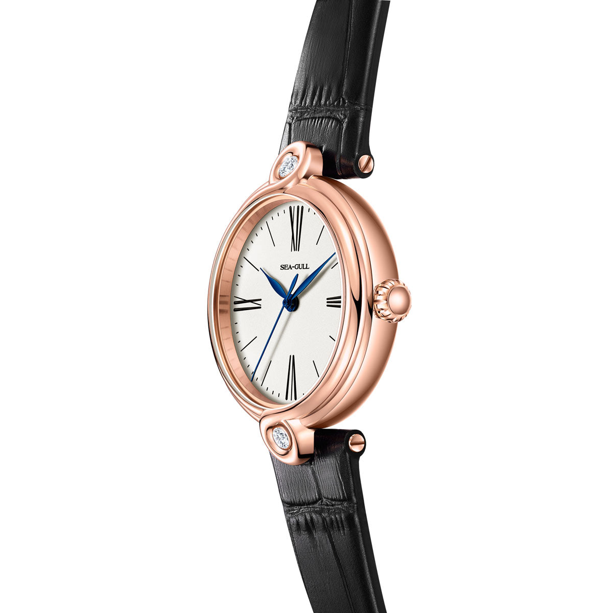 Sea-gull Infinity Zircon dameklokke 33mm blå lær