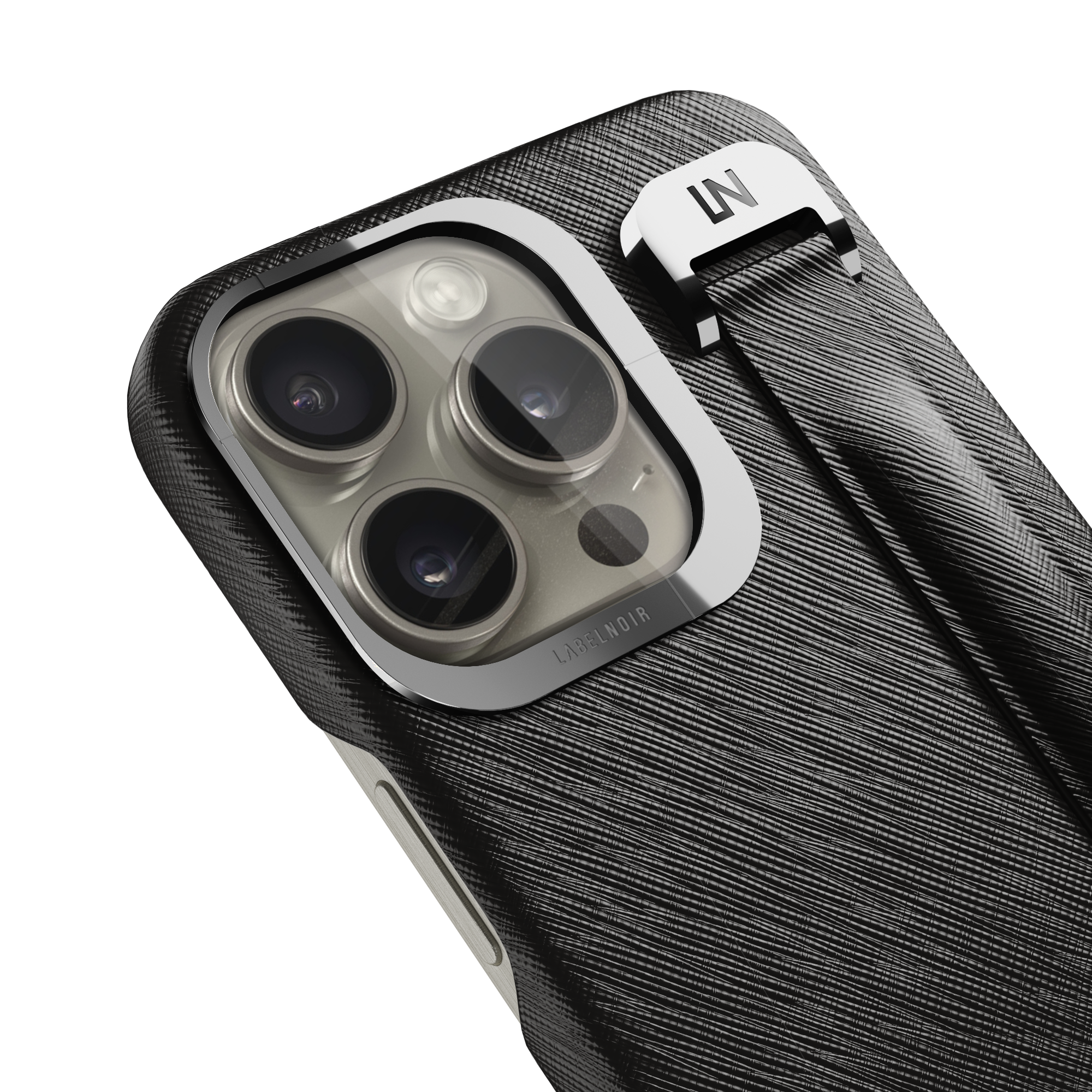 Label Noir Saffiano iPhone 15 Pro Max deksel svart