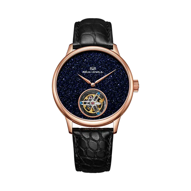 Sea-gull Artisan 818.38.6144 tourbillon svart/gull 42 mm