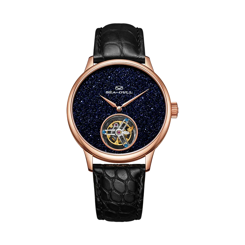 Sea-gull Artisan 818.38.6144 tourbillon svart/gull 42 mm