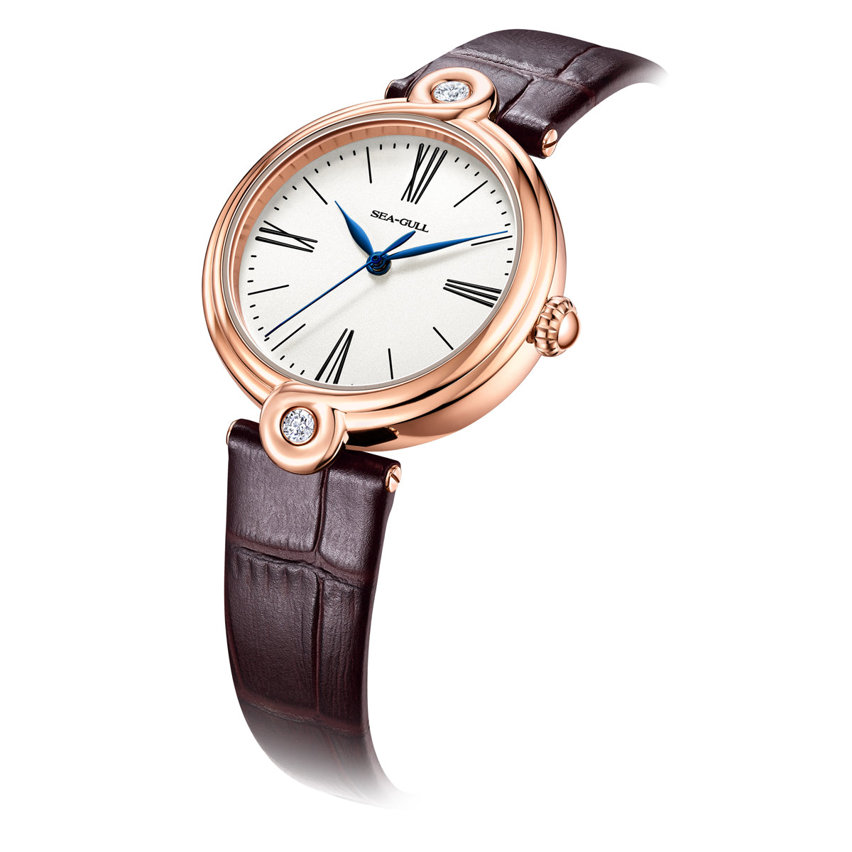 Sea-gull Infinity Zircon dameklokke 33mm blå lær