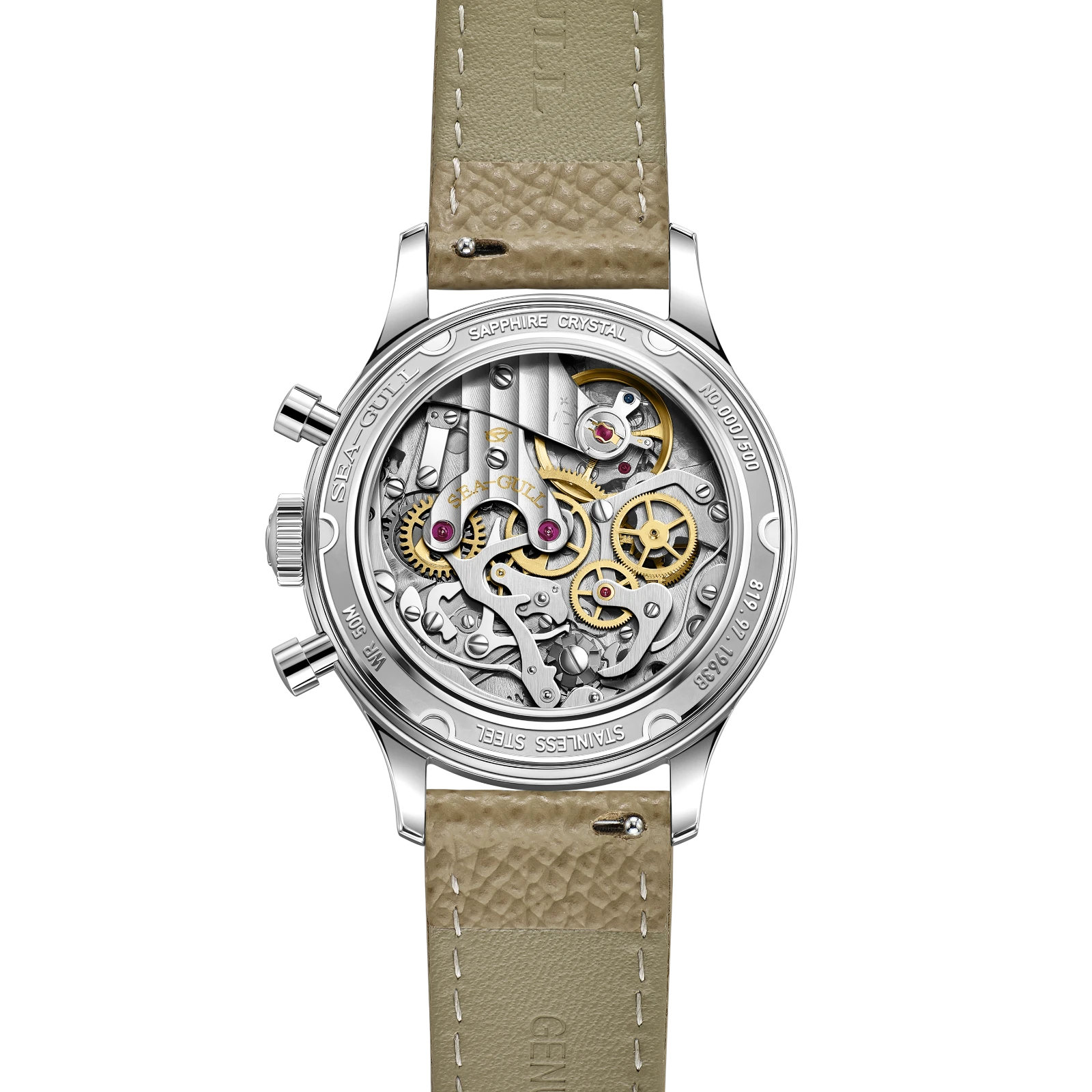 Sea-gull 1963 Aurora kronograf herreur blå 37,3mm