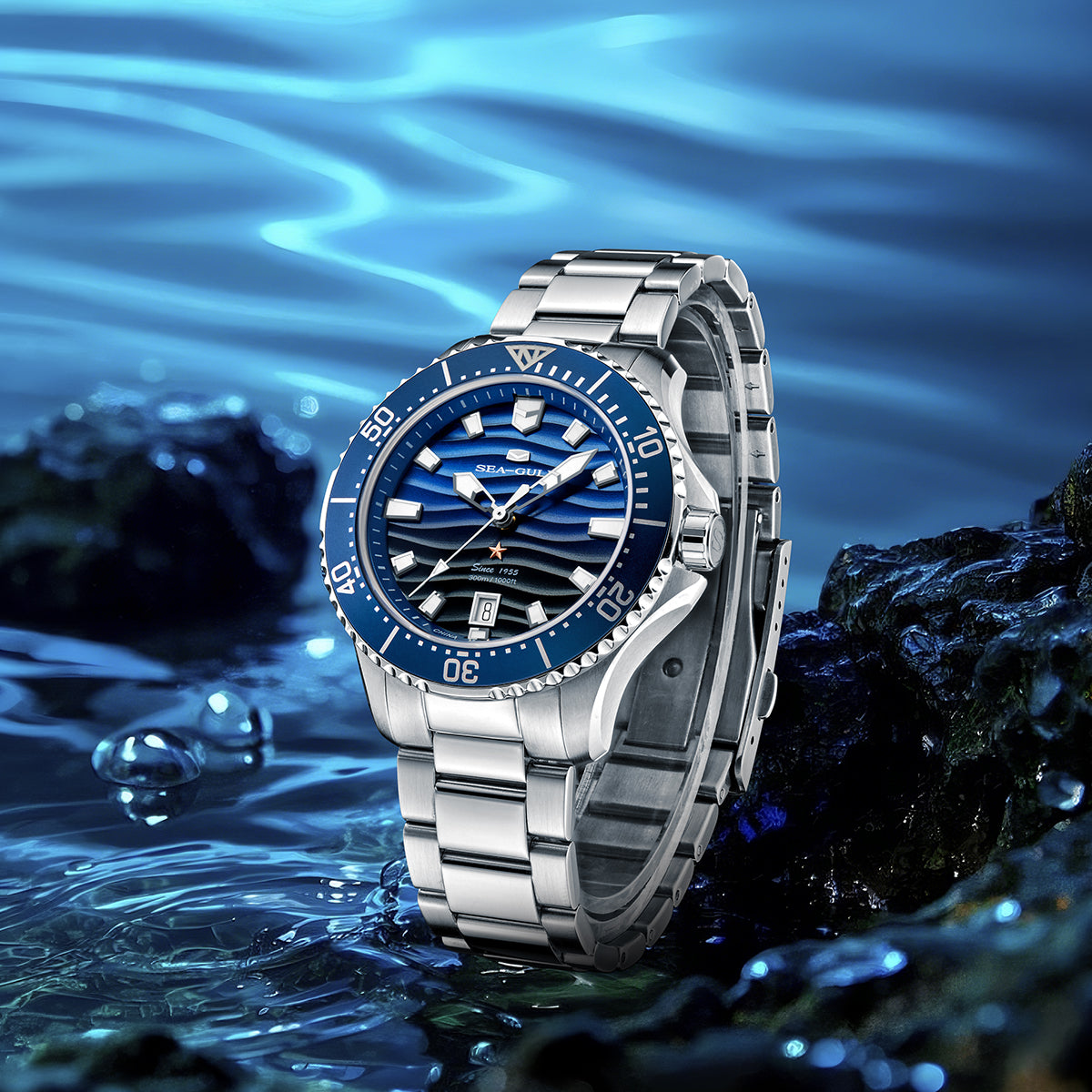 Sea-gull Ocean Pro 816.32.1218 dykkerklokke blå 41mm 300m