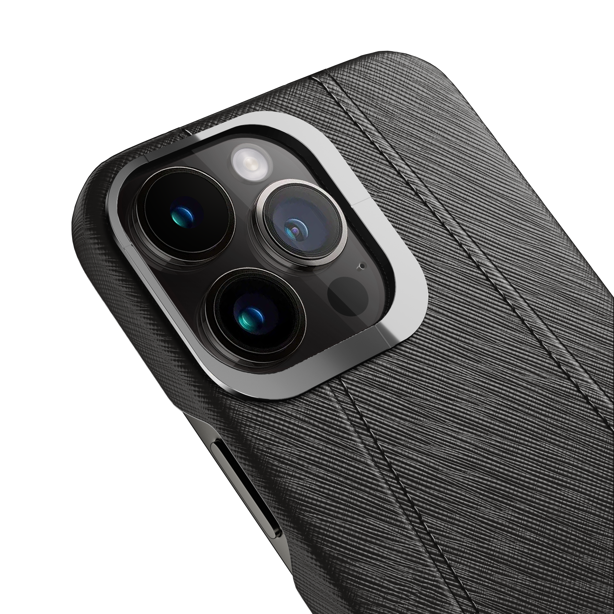 Label Noir Saffiano iPhone 14 Pro deksel svart MagSafe