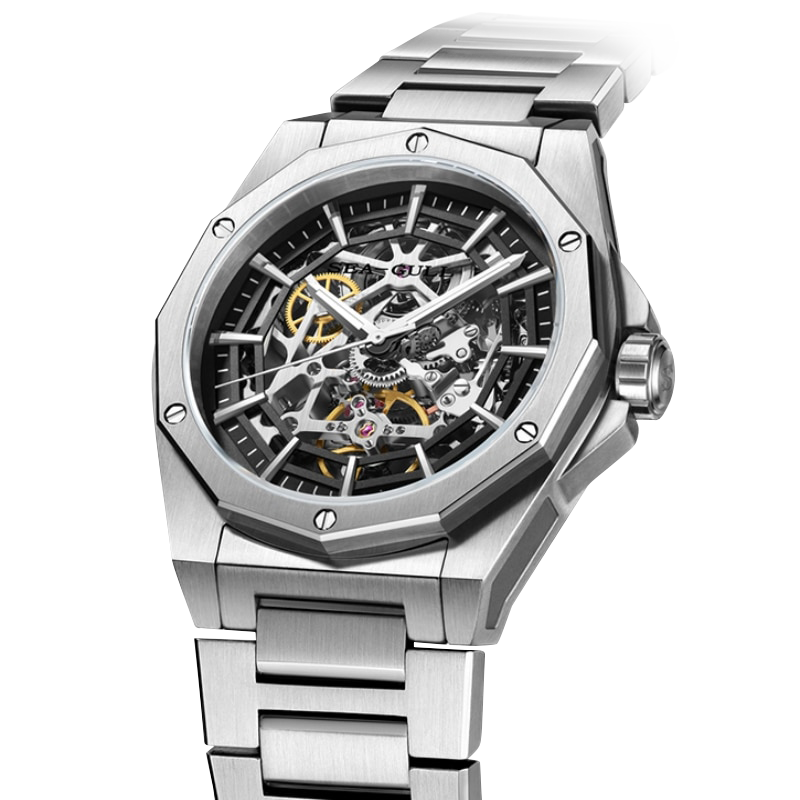 Sea-gull Edge 816.22.6168K skjelett herreklokke svart 42mm