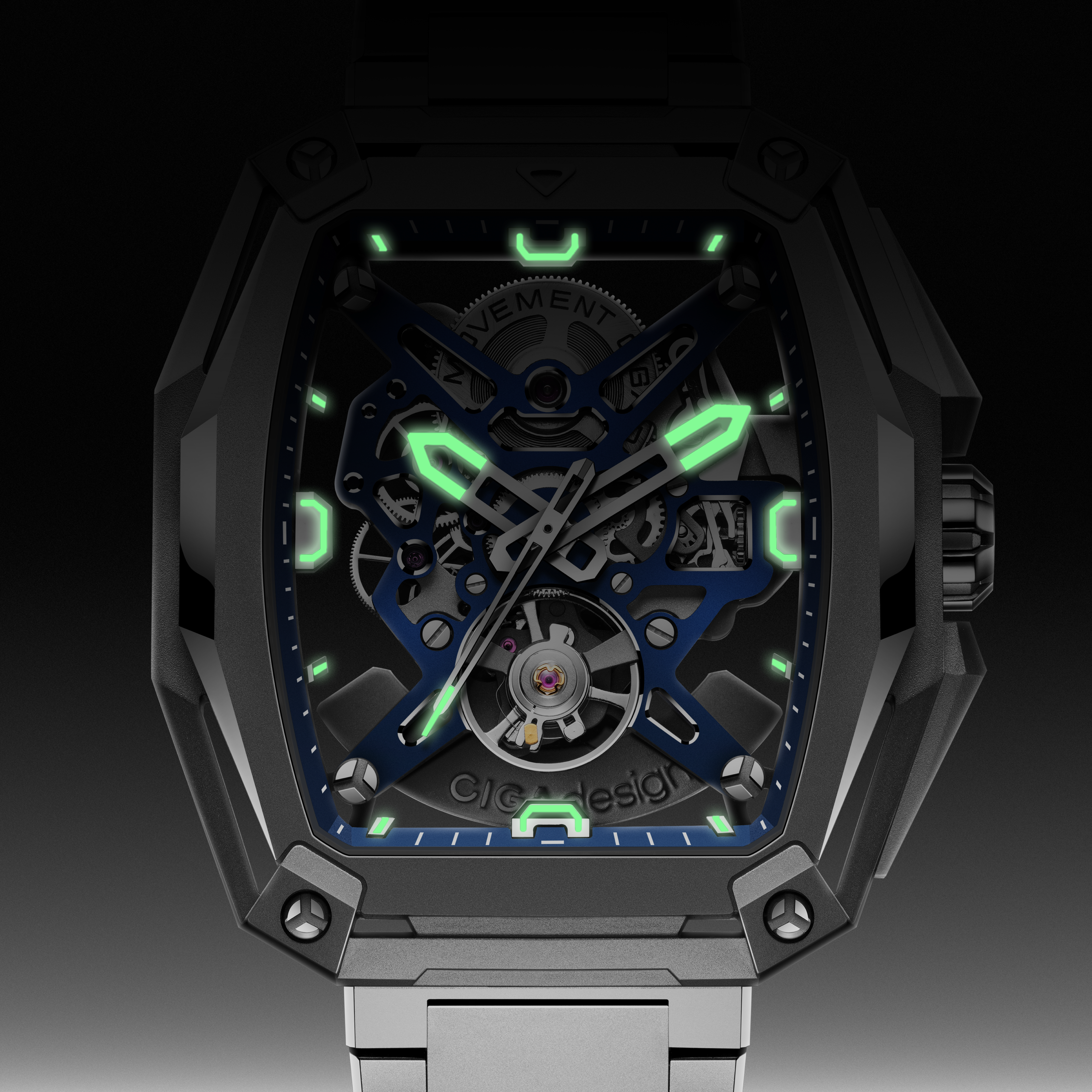 CIGA Design Hunter Titanium skjelettklokke blå