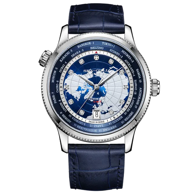 Sea-gull 819.95.7079V herreklokke blå GMT
