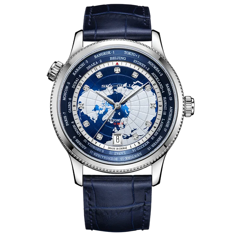 Sea-gull 819.95.7079V herreklokke blå GMT