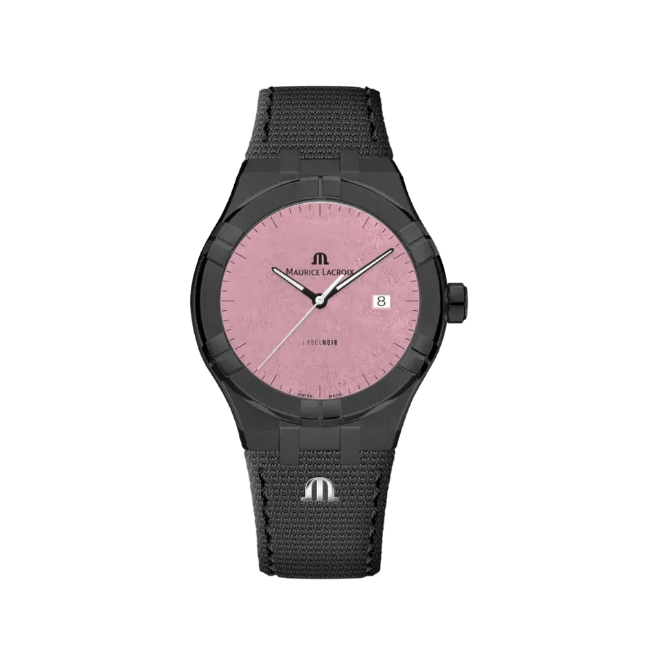 Label Noir Aikon Automatic 42MM klokke PVD rosa tekstil